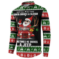Santa Claus Drive A JEEP Button Sweatshirt Funny Xmas Holiday Patterns - Wonder Print Shop