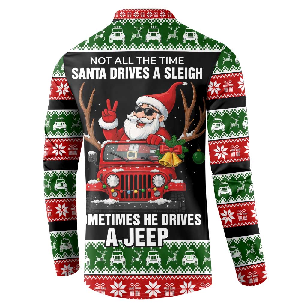 Santa Claus Drive A JEEP Button Sweatshirt Funny Xmas Holiday Patterns - Wonder Print Shop