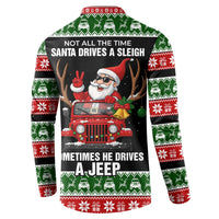Santa Claus Drive A JEEP Button Sweatshirt Funny Xmas Holiday Patterns - Wonder Print Shop