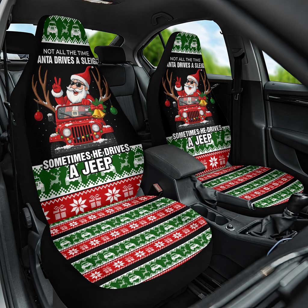 Santa Claus Drive A JEEP Car Seat Cover Funny Xmas Holiday Patterns - Wonder Print Shop