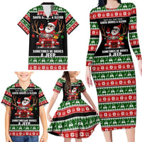 Santa Claus Drive A JEEP Family Matching Long Sleeve Bodycon Dress and Hawaiian Shirt Funny Xmas Holiday Patterns - Wonder Print Shop