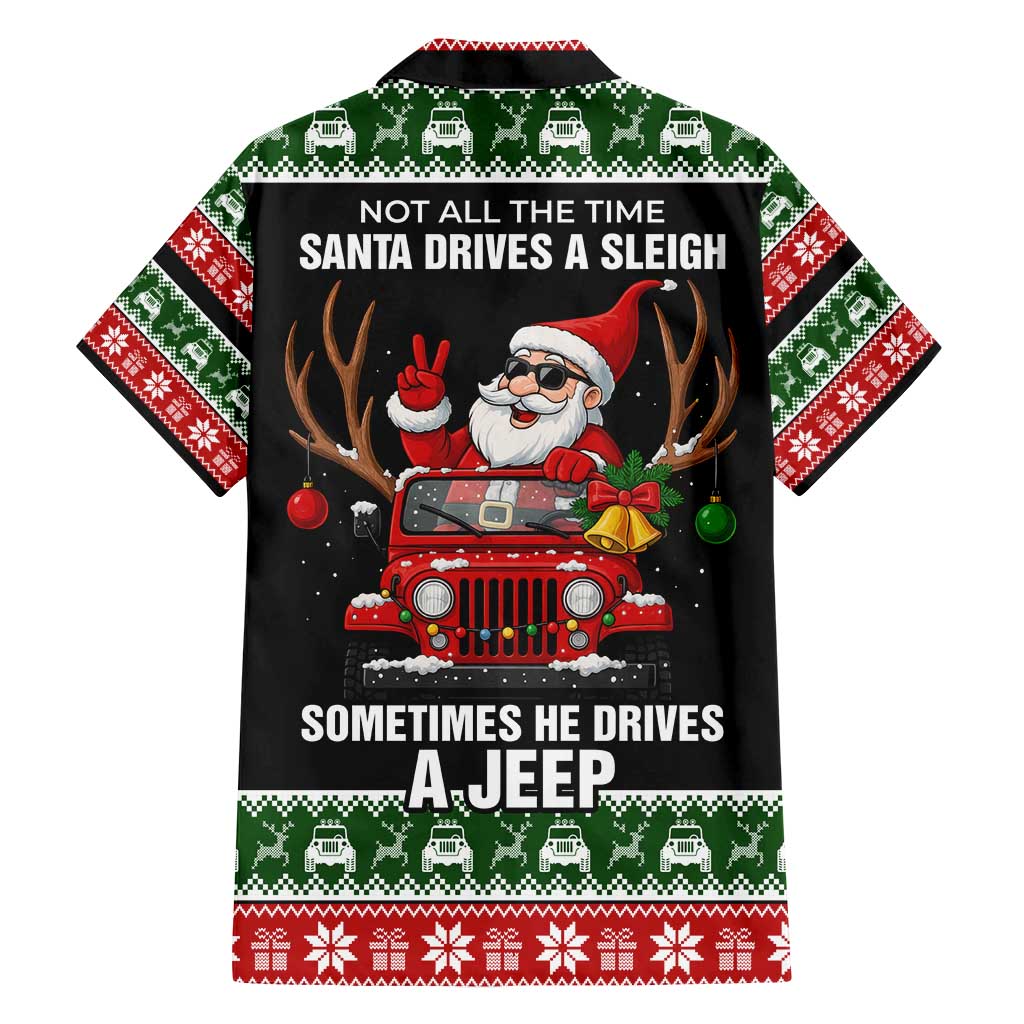 Santa Claus Drive A JEEP Family Matching Long Sleeve Bodycon Dress and Hawaiian Shirt Funny Xmas Holiday Patterns - Wonder Print Shop