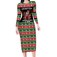 Santa Claus Drive A JEEP Family Matching Long Sleeve Bodycon Dress and Hawaiian Shirt Funny Xmas Holiday Patterns - Wonder Print Shop