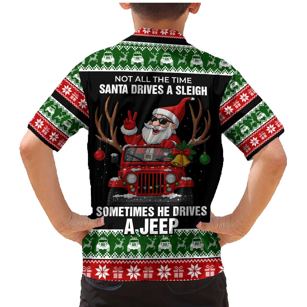 Santa Claus Drive A JEEP Family Matching Mermaid Dress and Hawaiian Shirt Funny Xmas Holiday Patterns - Wonder Print Shop