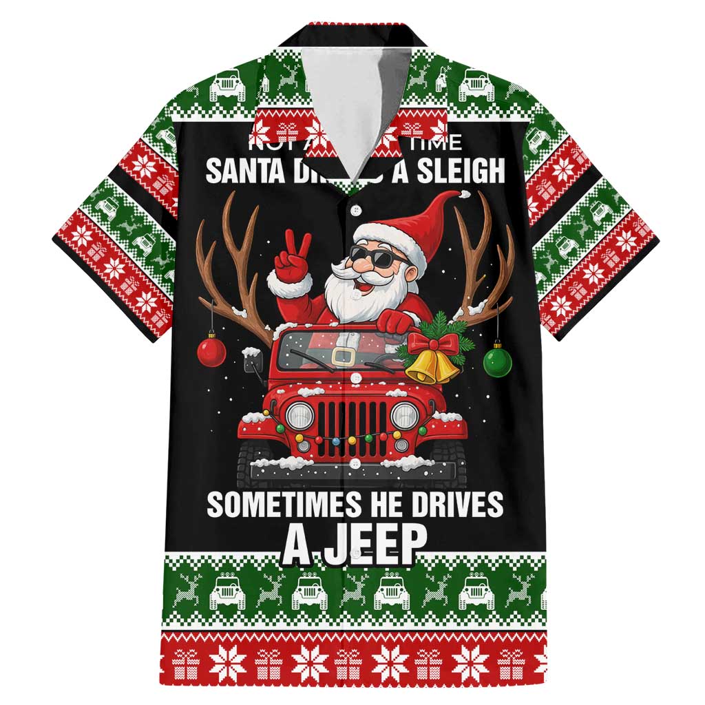 Santa Claus Drive A JEEP Family Matching Mermaid Dress and Hawaiian Shirt Funny Xmas Holiday Patterns - Wonder Print Shop