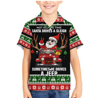 Santa Claus Drive A JEEP Family Matching Mermaid Dress and Hawaiian Shirt Funny Xmas Holiday Patterns - Wonder Print Shop