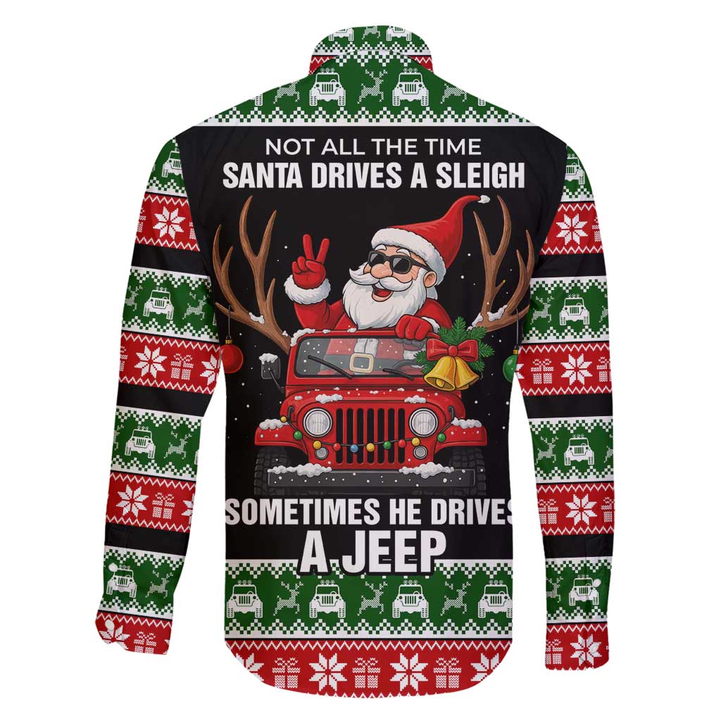 Santa Claus Drive A JEEP Family Matching Off Shoulder Maxi Dress and Hawaiian Shirt Funny Xmas Holiday Patterns - Wonder Print Shop