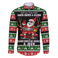 Santa Claus Drive A JEEP Family Matching Off Shoulder Short Dress and Hawaiian Shirt Funny Xmas Holiday Patterns - Wonder Print Shop