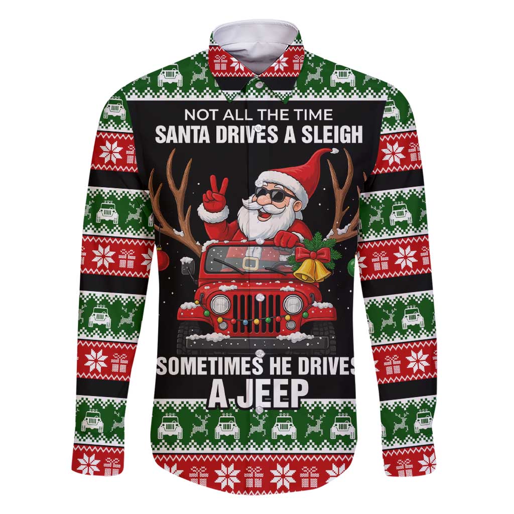 Santa Claus Drive A JEEP Family Matching Short Sleeve Bodycon Dress and Hawaiian Shirt Funny Xmas Holiday Patterns - Wonder Print Shop