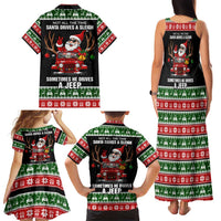 Santa Claus Drive A JEEP Family Matching Tank Maxi Dress and Hawaiian Shirt Funny Xmas Holiday Patterns - Wonder Print Shop