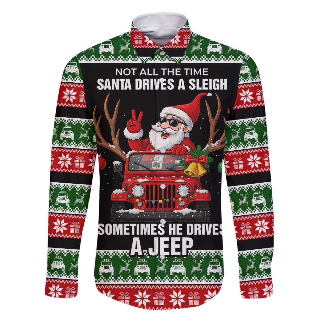 Santa Claus Drive A JEEP Family Matching Tank Maxi Dress and Hawaiian Shirt Funny Xmas Holiday Patterns - Wonder Print Shop