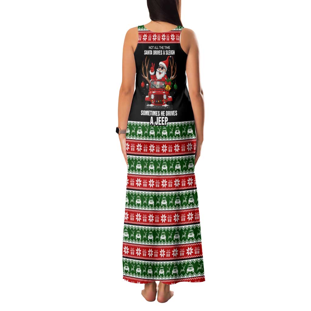 Santa Claus Drive A JEEP Family Matching Tank Maxi Dress and Hawaiian Shirt Funny Xmas Holiday Patterns - Wonder Print Shop