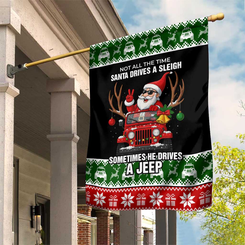 Santa Claus Drive A JEEP Garden Flag Funny Xmas Holiday Patterns - Wonder Print Shop