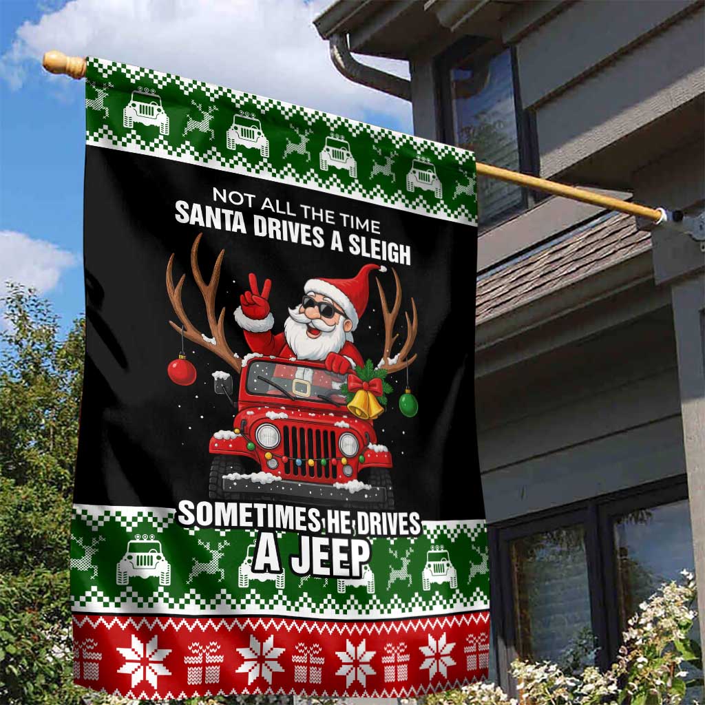 Santa Claus Drive A JEEP Garden Flag Funny Xmas Holiday Patterns - Wonder Print Shop