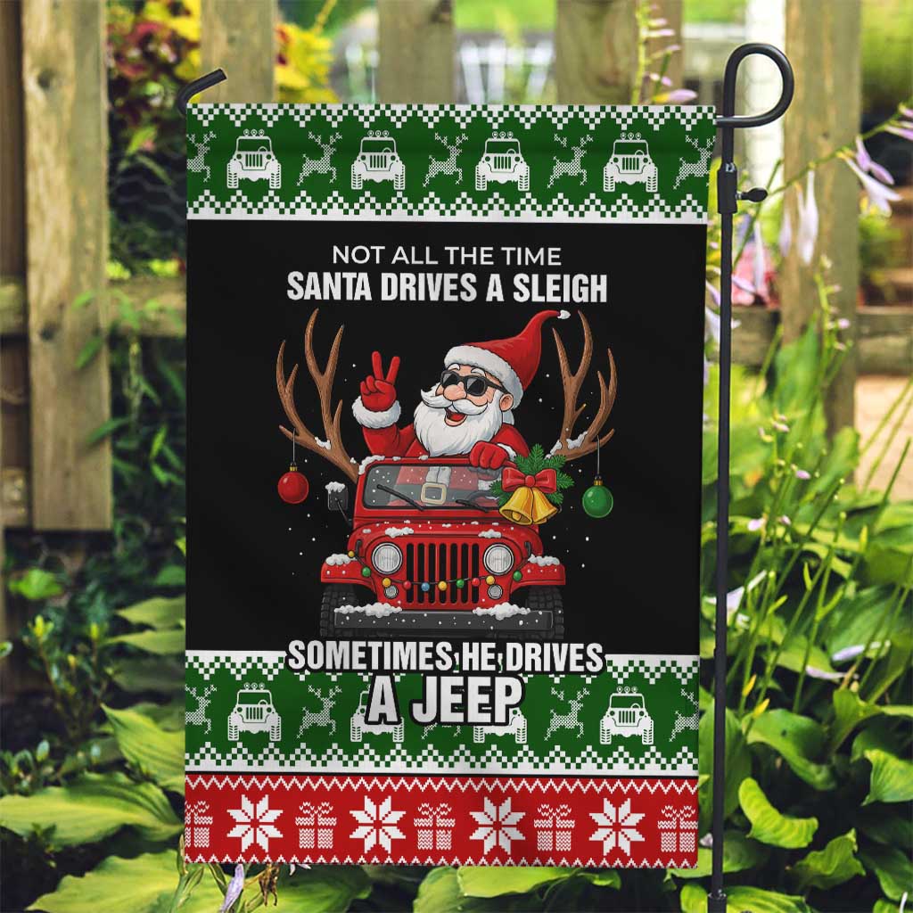 Santa Claus Drive A JEEP Garden Flag Funny Xmas Holiday Patterns - Wonder Print Shop