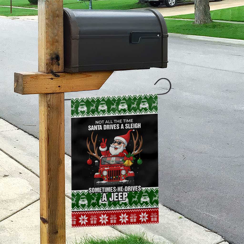 Santa Claus Drive A JEEP Garden Flag Funny Xmas Holiday Patterns - Wonder Print Shop