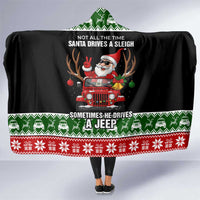 Santa Claus Drive A JEEP Hooded Blanket Funny Xmas Holiday Patterns - Wonder Print Shop
