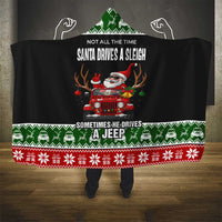 Santa Claus Drive A JEEP Hooded Blanket Funny Xmas Holiday Patterns - Wonder Print Shop