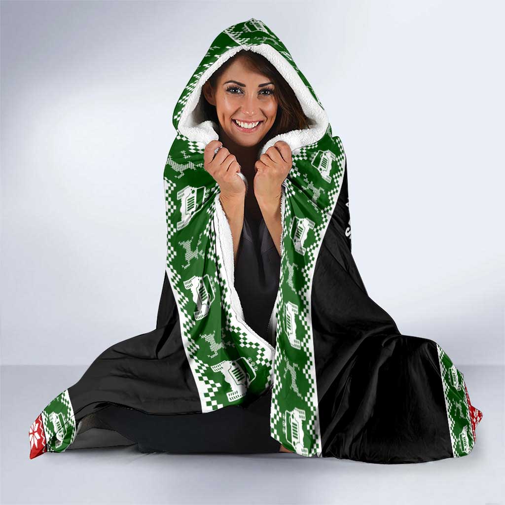Santa Claus Drive A JEEP Hooded Blanket Funny Xmas Holiday Patterns - Wonder Print Shop