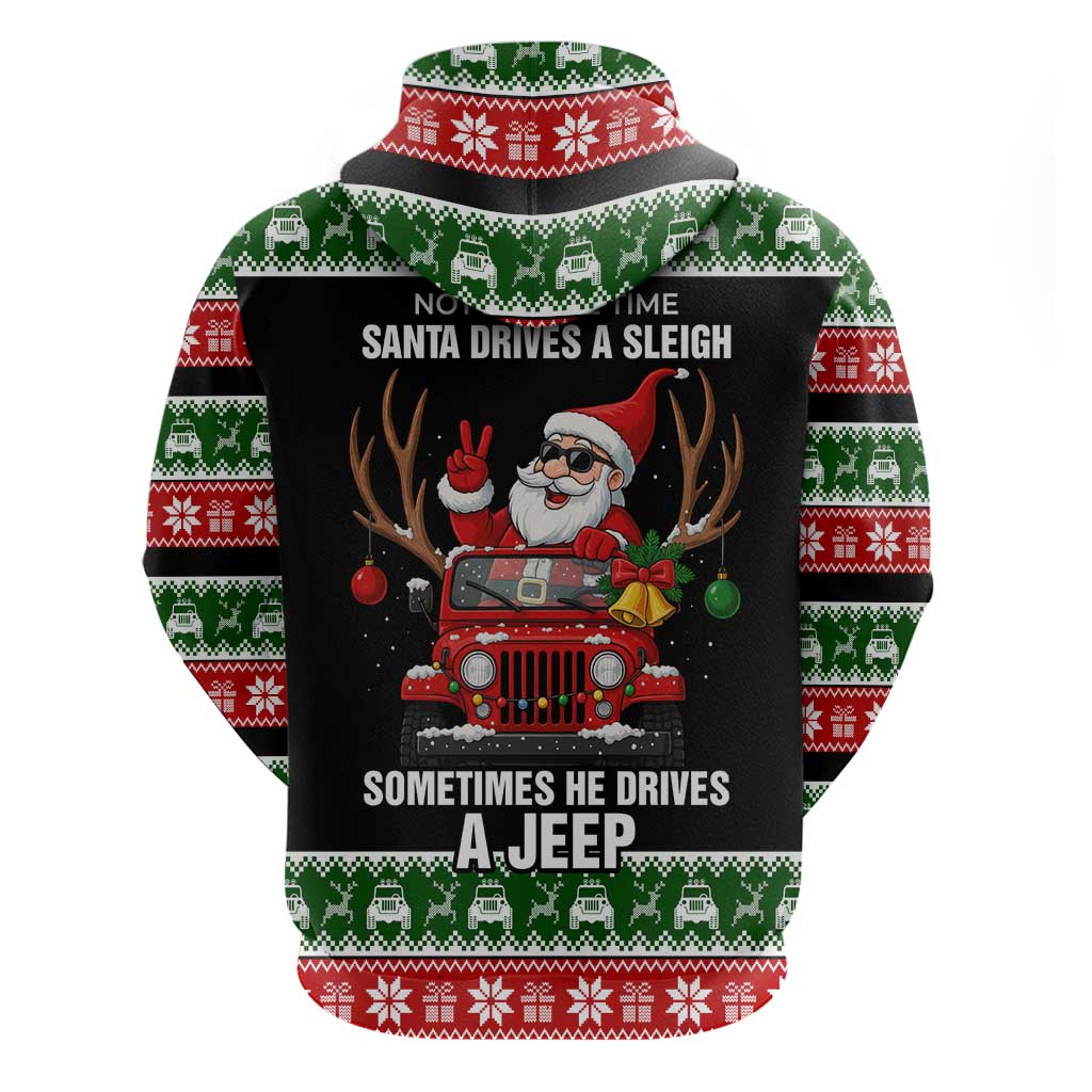 Santa Claus Drive A JEEP Hoodie Funny Xmas Holiday Patterns - Wonder Print Shop