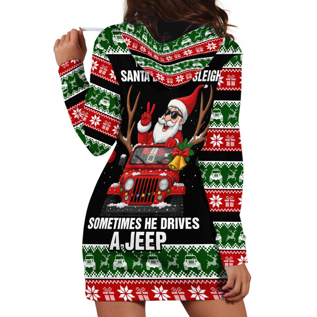 Santa Claus Drive A JEEP Hoodie Dress Funny Xmas Holiday Patterns - Wonder Print Shop