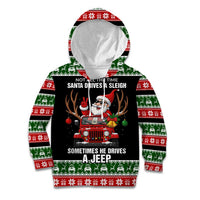 Santa Claus Drive A JEEP Kid Hoodie Funny Xmas Holiday Patterns - Wonder Print Shop