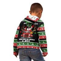 Santa Claus Drive A JEEP Kid Hoodie Funny Xmas Holiday Patterns - Wonder Print Shop