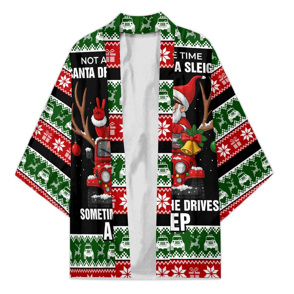 Santa Claus Drive A JEEP Kimono Funny Xmas Holiday Patterns - Wonder Print Shop