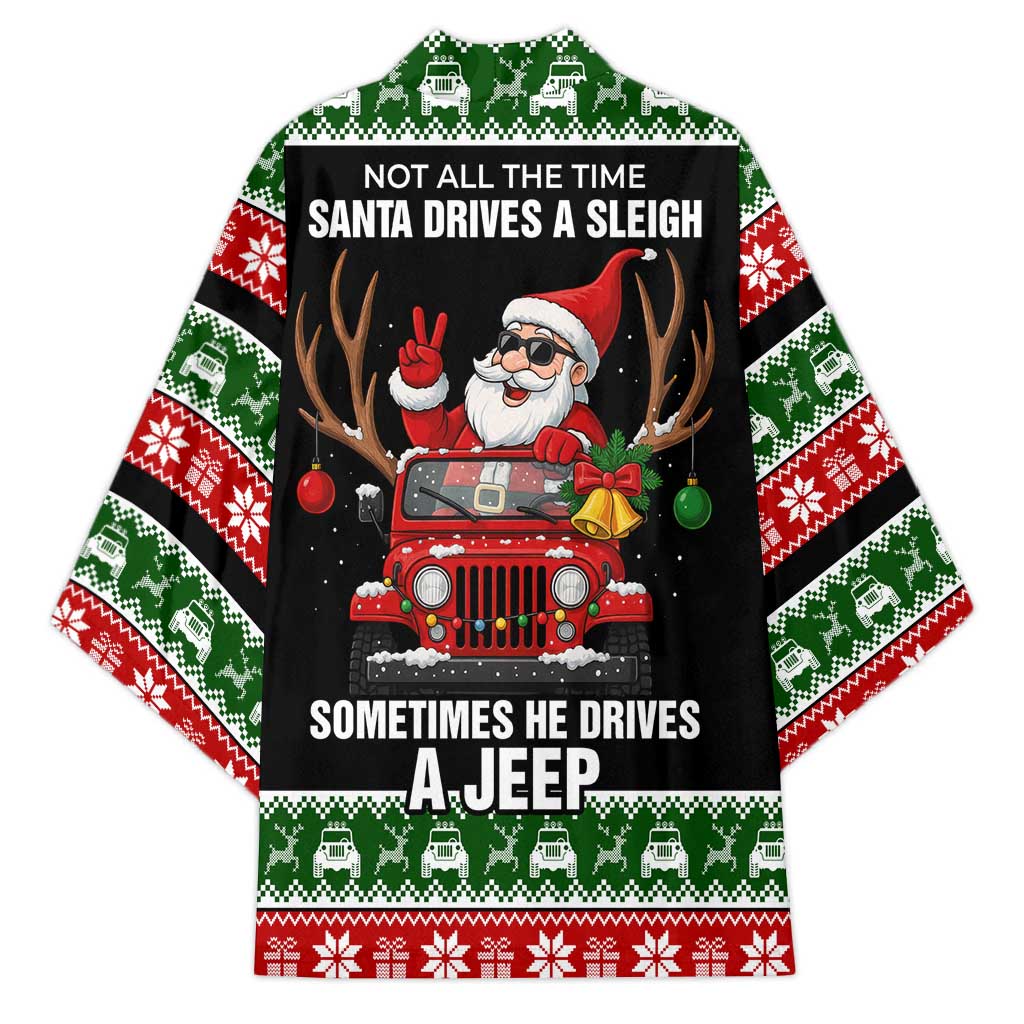 Santa Claus Drive A JEEP Kimono Funny Xmas Holiday Patterns - Wonder Print Shop