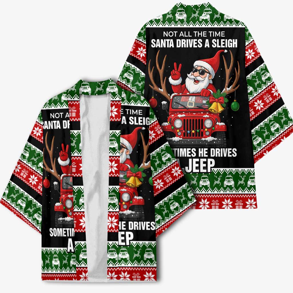 Santa Claus Drive A JEEP Kimono Funny Xmas Holiday Patterns - Wonder Print Shop