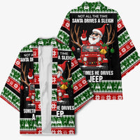 Santa Claus Drive A JEEP Kimono Funny Xmas Holiday Patterns - Wonder Print Shop