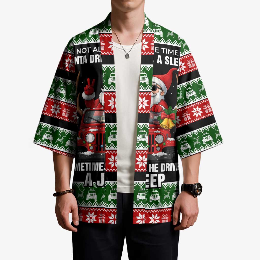 Santa Claus Drive A JEEP Kimono Funny Xmas Holiday Patterns - Wonder Print Shop
