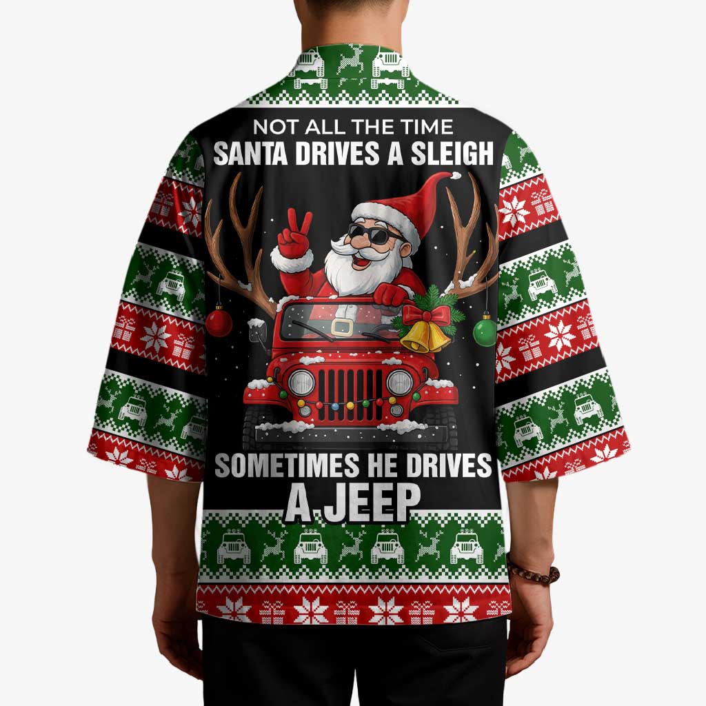 Santa Claus Drive A JEEP Kimono Funny Xmas Holiday Patterns - Wonder Print Shop