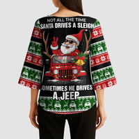 Santa Claus Drive A JEEP Kimono Sleeve Blouse Funny Xmas Holiday Patterns - Wonder Print Shop