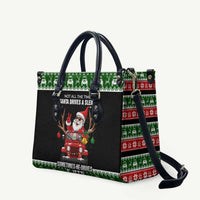 Santa Claus Drive A JEEP Leather Bag Funny Xmas Holiday Patterns - Wonder Print Shop