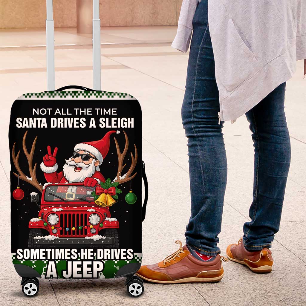 Santa Claus Drive A JEEP Luggage Cover Funny Xmas Holiday Patterns - Wonder Print Shop