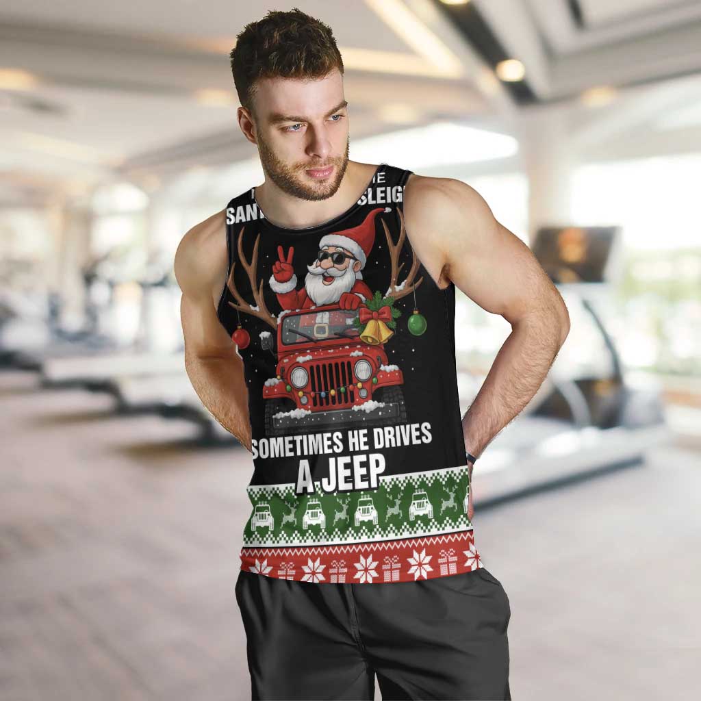 Santa Claus Drive A JEEP Men Tank Top Funny Xmas Holiday Patterns - Wonder Print Shop