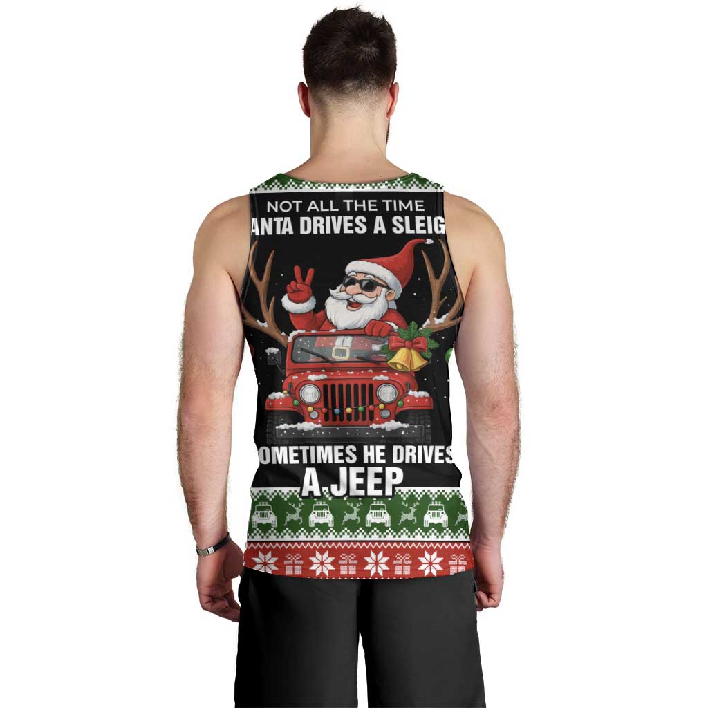 Santa Claus Drive A JEEP Men Tank Top Funny Xmas Holiday Patterns - Wonder Print Shop