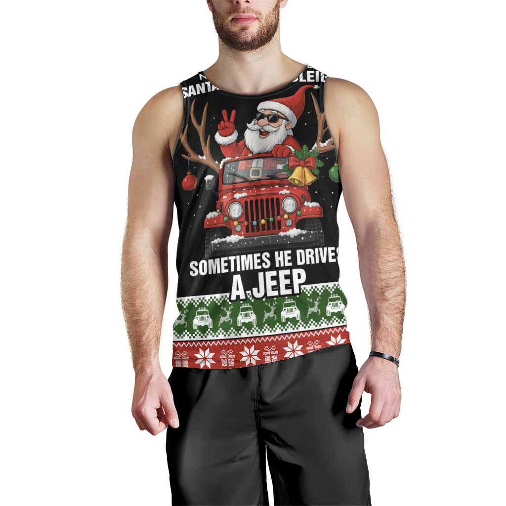 Santa Claus Drive A JEEP Men Tank Top Funny Xmas Holiday Patterns - Wonder Print Shop