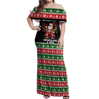 Santa Claus Drive A JEEP Off Shoulder Maxi Dress Funny Xmas Holiday Patterns - Wonder Print Shop