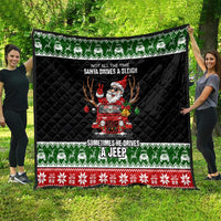 Santa Claus Drive A JEEP Quilt Funny Xmas Holiday Patterns - Wonder Print Shop