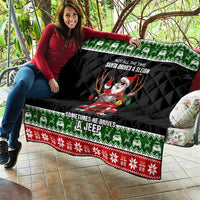Santa Claus Drive A JEEP Quilt Funny Xmas Holiday Patterns - Wonder Print Shop