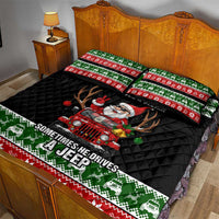 Santa Claus Drive A JEEP Quilt Bed Set Funny Xmas Holiday Patterns - Wonder Print Shop