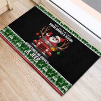 Santa Claus Drive A JEEP Rubber Doormat Funny Xmas Holiday Patterns - Wonder Print Shop