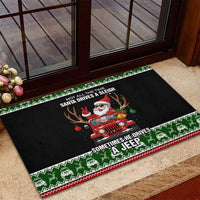 Santa Claus Drive A JEEP Rubber Doormat Funny Xmas Holiday Patterns - Wonder Print Shop