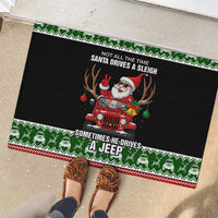 Santa Claus Drive A JEEP Rubber Doormat Funny Xmas Holiday Patterns - Wonder Print Shop