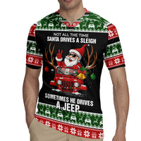 Santa Claus Drive A JEEP Rugby Jersey Funny Xmas Holiday Patterns - Wonder Print Shop