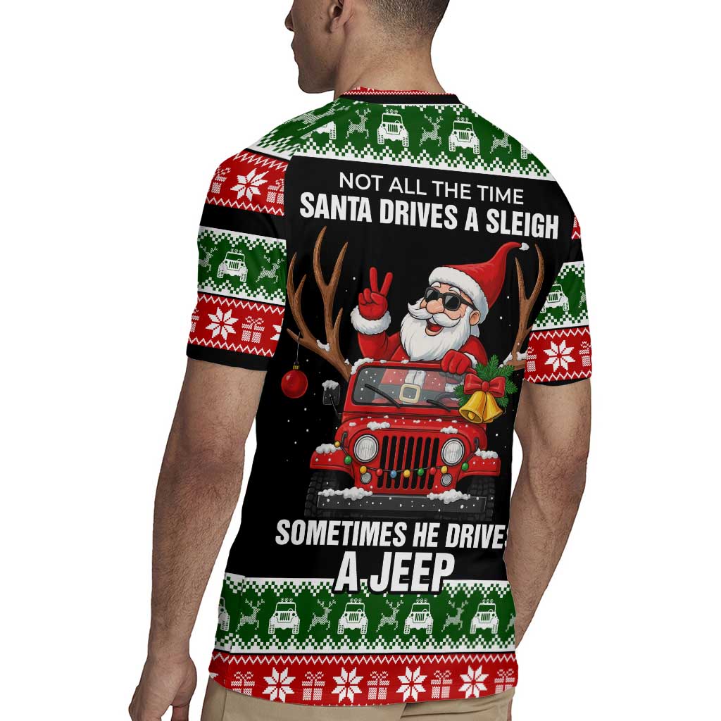 Santa Claus Drive A JEEP Rugby Jersey Funny Xmas Holiday Patterns - Wonder Print Shop