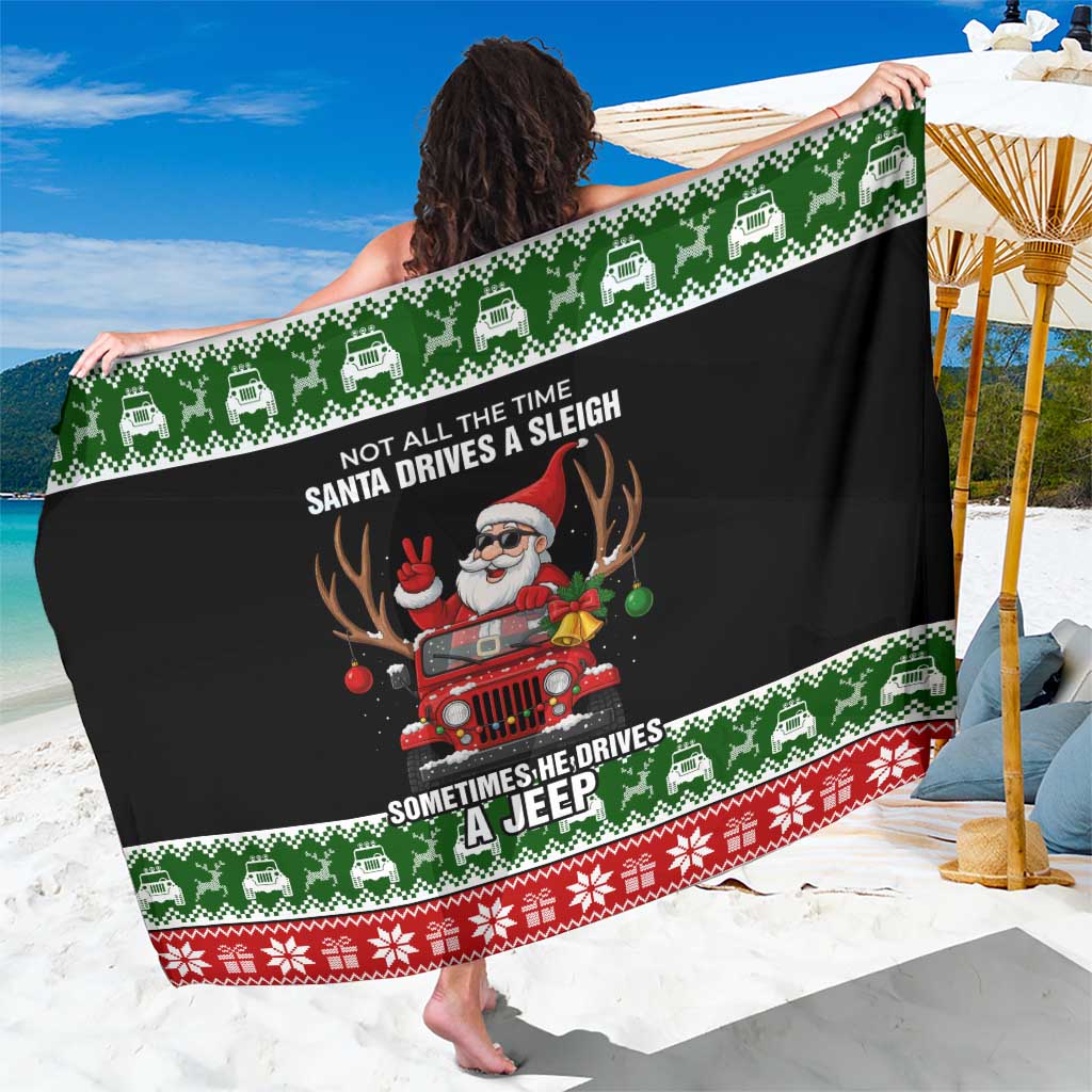 Santa Claus Drive A JEEP Sarong Funny Xmas Holiday Patterns - Wonder Print Shop