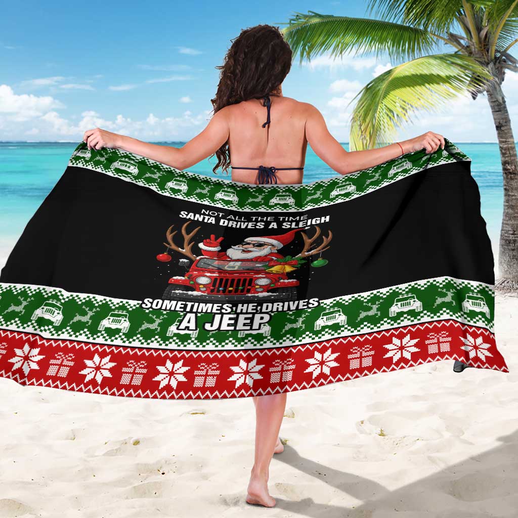 Santa Claus Drive A JEEP Sarong Funny Xmas Holiday Patterns - Wonder Print Shop